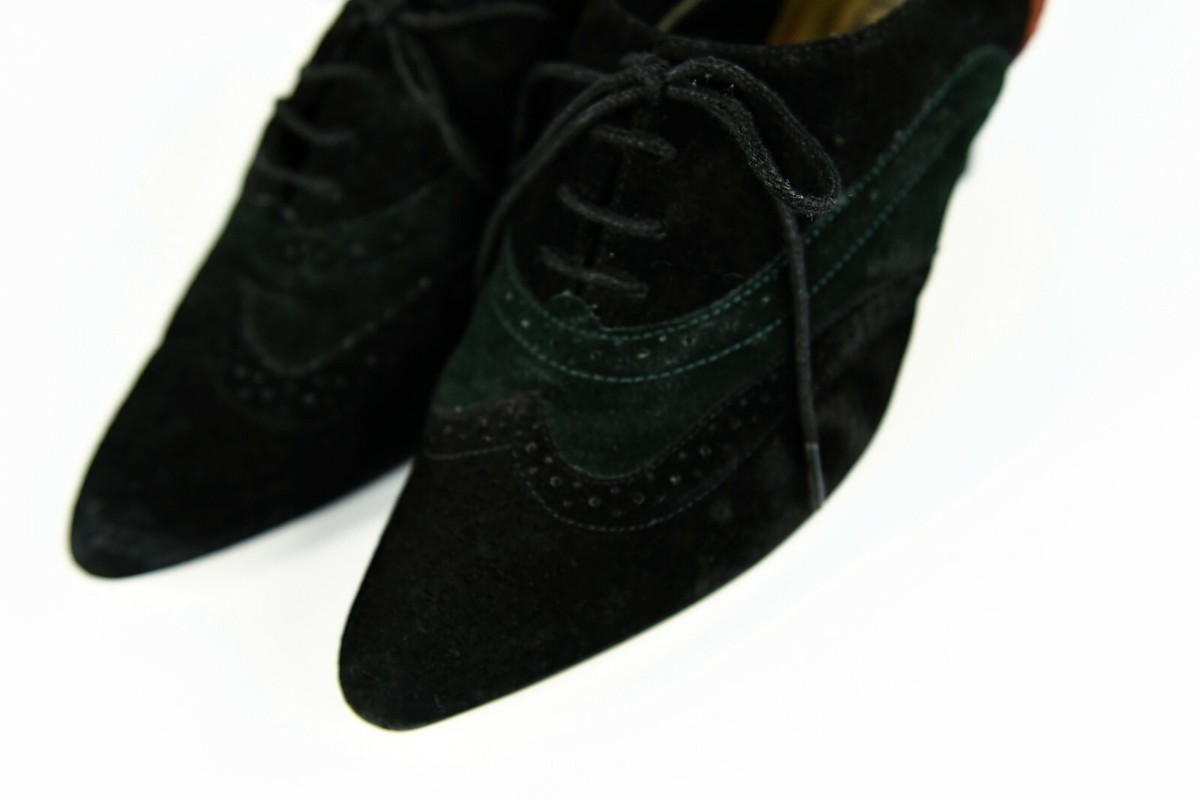 Vintage 80s Colorblock Leather Suede Wingtip Oxford Preppy Louis