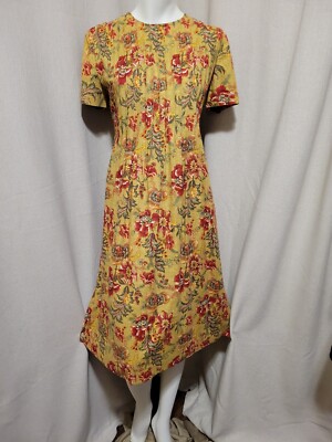Fall Colors Linen Blend Midi Dress Pintuck Back-tie 6 Modest Positive  Attitude | eBay