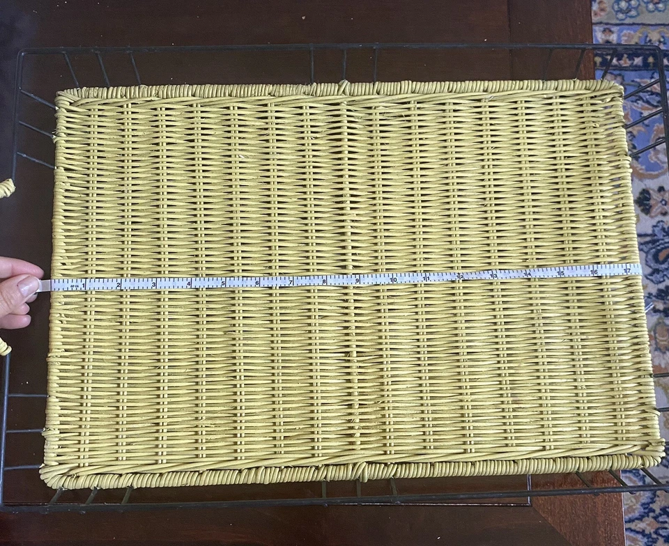 Unique Vintage Yellow Dansk Bamboo Wicker Rattan 17 1/2" Tray with Handles - Image 4 of 4