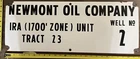 Vintage Porcelain Oil Field Sign - Newmont Oil Company Well No. 2