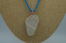 Ice Aqua Sea Glass Pendant: Big Right Foot Shape P 155 