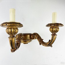 Applique antico stile barocco vintage in legno dorato oro lampada da parete