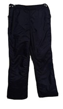 VTG Roffe Black Ski Pant USA Adj Snap Sides Full Zipper Leg Nylon Poly 28W/27L