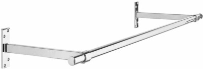 6 Fuß lange Stange + 2 Halterungen + 2 Kunststoff Endkappen - Super Schwerlast verchromte Wand