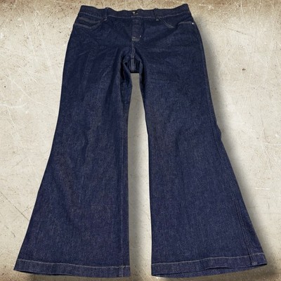 Spanx Jeans Womens Size 2X Blue Shape Everywear Flare Jeans Denim Wide Leg Boho