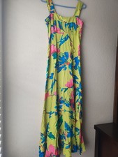 Vince Camuto Maxi Dress XS Green Pink Blue Floral Square Neck 