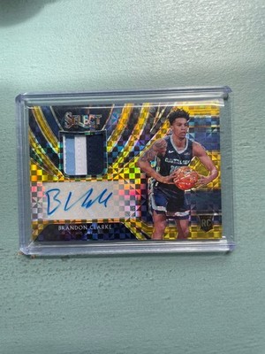 Brandon Clarke 2019-20 Panini Select Gold Prizm Rookie Jersey Patch Auto # d /10