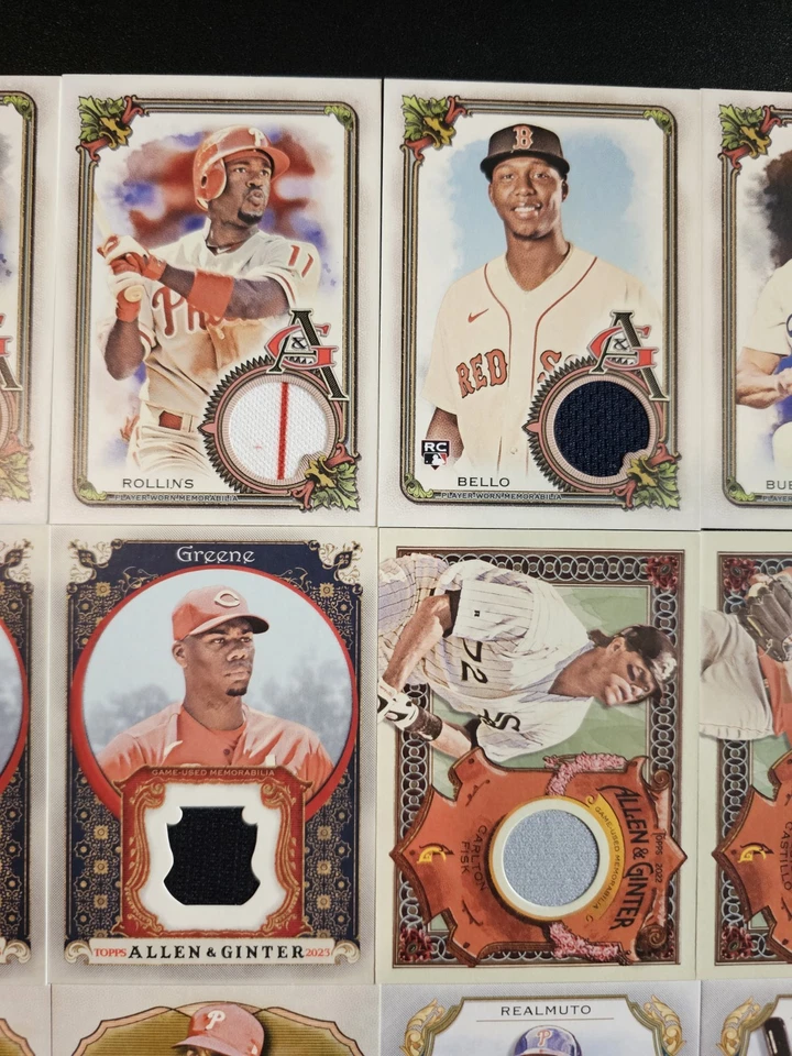 15- Tarjetas reliquias Topps Allen & Ginter 🏟 Greene Rollins Fisk Vaughn Nola Realmuto Foto 3 de 4