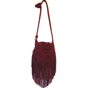 Leather Fringe Purse Biker Tassels Hippy BOHO Street Level Purple Crossbody Bag