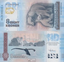 Banknoten Dänemark - Grönland 2025 8 Kroner Souvenirschein Grönland bankfrisch T