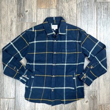 Goodfellow Co Heavyweight Plaid Flannel Shirt Jacket Mens Size M Midnight Blue