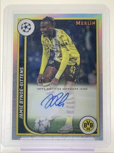 JAMIE BYNOE-GITTENS 2023 TOPPS CHROME MERLIN UEFA REFRACTOR AUTO Q5591