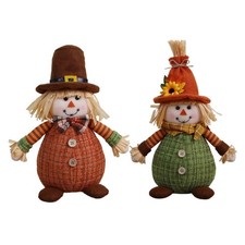 Thanksgiving Scarecrow Figurine Mapleleaf Jackstraw Figure Theme Party Ornament