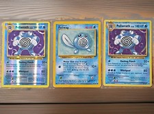 Pokémon TCG  3-Card Lot Poliwag 59/102 & Poliwrath 25/108 HOLO and REVERSE HOLO