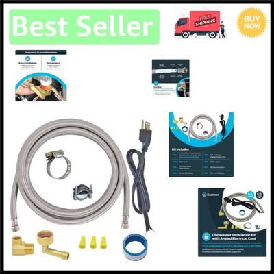 6 Ft. Stainless Steel Dishwasher Install Kit - Reliable Supply Line & Power Cord