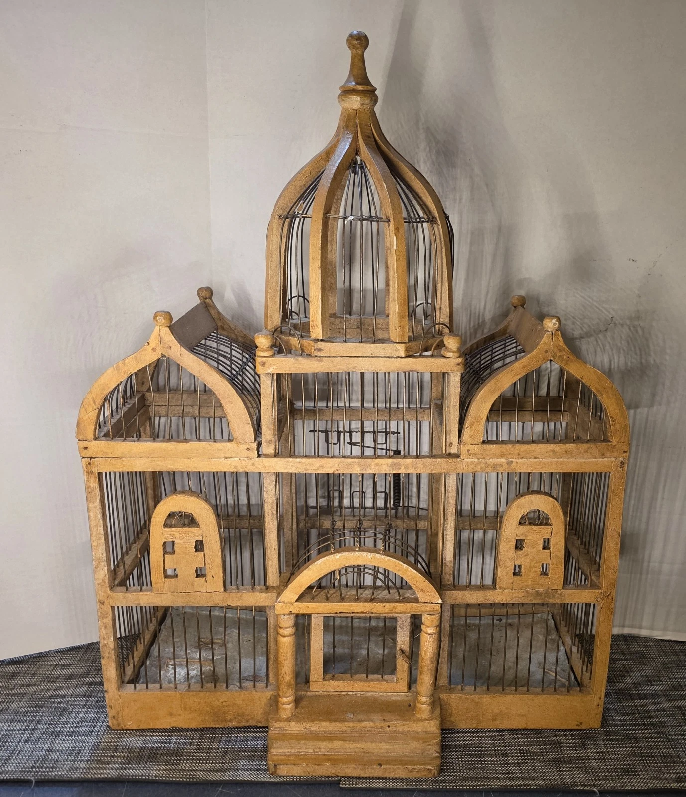 Bird Cage Taj Mahal Vtg Wood Metal Bird House Cage Taj Mahal 25x19x7