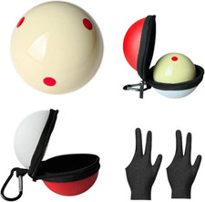 6 Dots Cue Ball with Case,Training Billiard Ball,2-1/4" Practice Training Artifa
