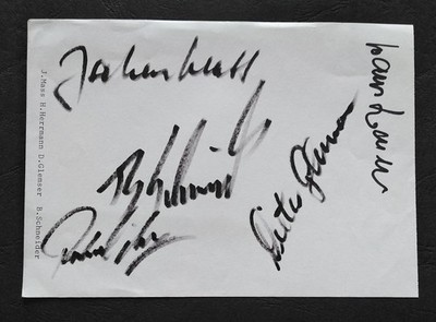 B919 J. Mass H. Herrmann D. Glemser B. Schneider Autogramme auf A5 Zettel
