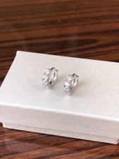 925 Sterling Silver CZ Huggie Hoop Earrings VERY SMALL 10mm/7.8mm Women Girls