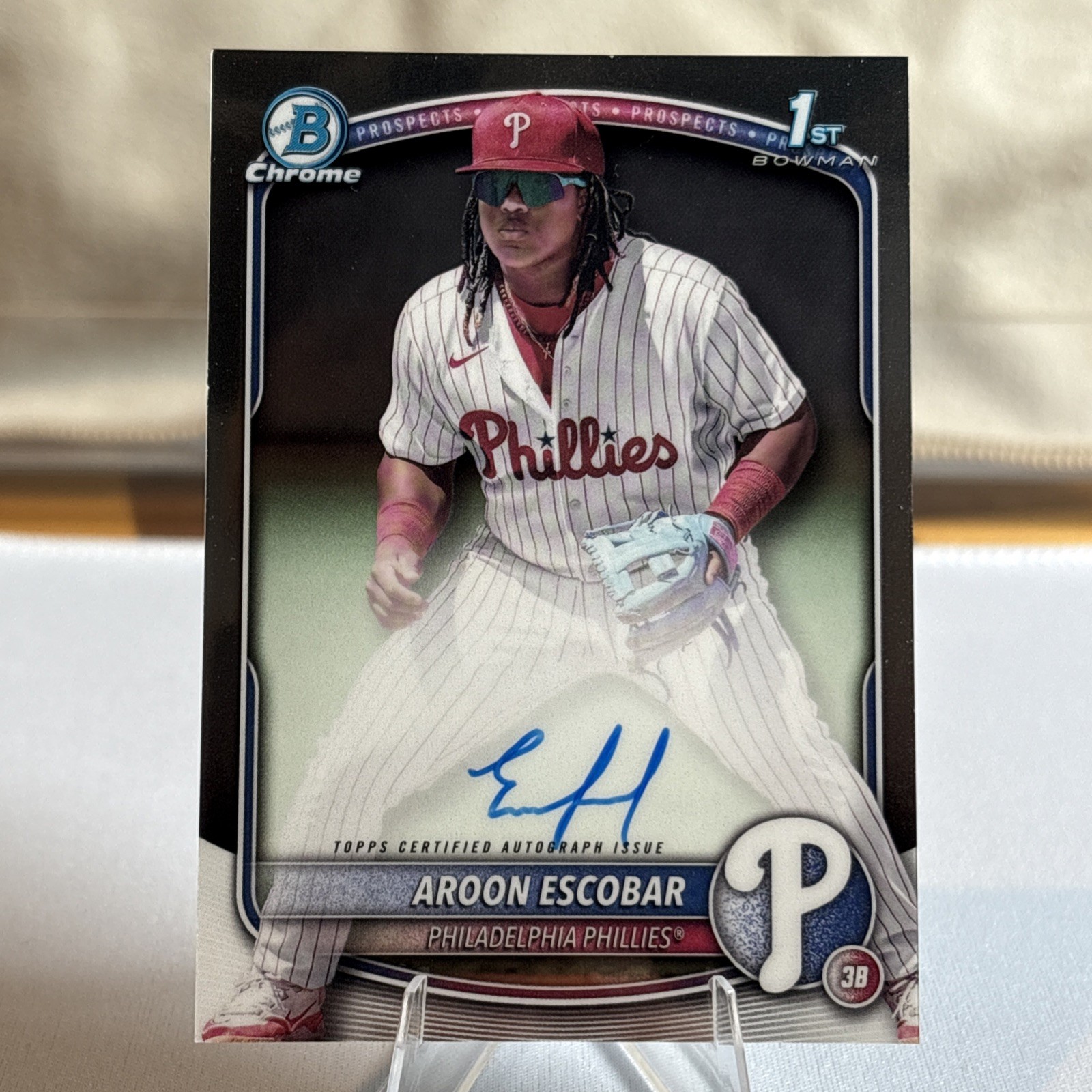 2025 Bowman Chrome 1st Auto Aroon Escobar, Phillies, #CPA-AE