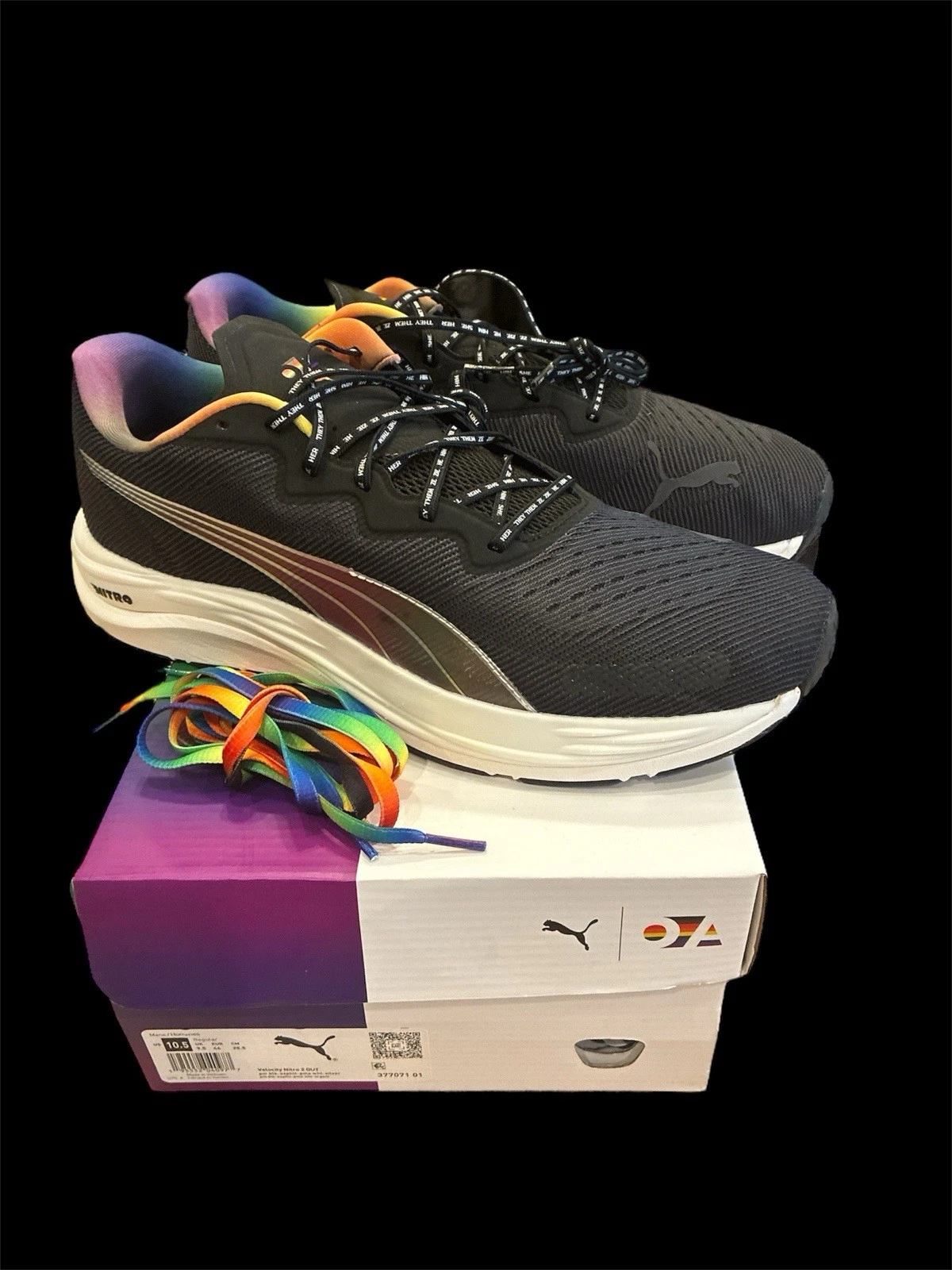 6339) Puma Velocity Nitro 2 Out Pride Nero Multi 377071 01 Uomo Taglia 10 5