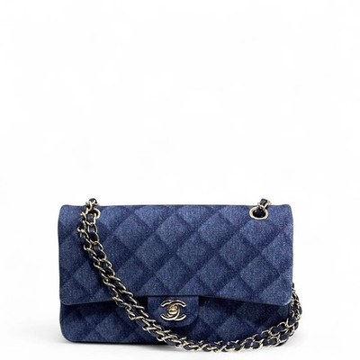 Chanel Quilted Medium Double Flap Dark Blue Denim (zz071626f4r)