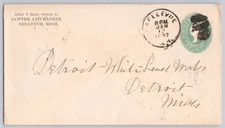 Bellevue, Mich. postal cover to Detroit White Lead Works — 1897