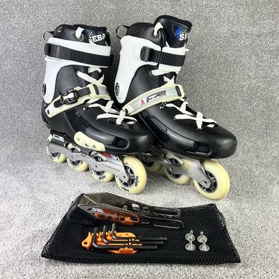 Seba FR Black White Inline Skates Herren UK10 Custom 80mm 243mm mit Bremsenset
