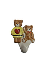 VTG Takahashi Teddy Bear Ceramic Wall Hook 2 Bears Heart Tee EUC Baby Kids