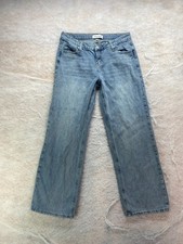 Ashley Mason Womens Jr Size 7 Medium Wash Mid Rise Pink Bow Wide Leg Jeans Y2K
