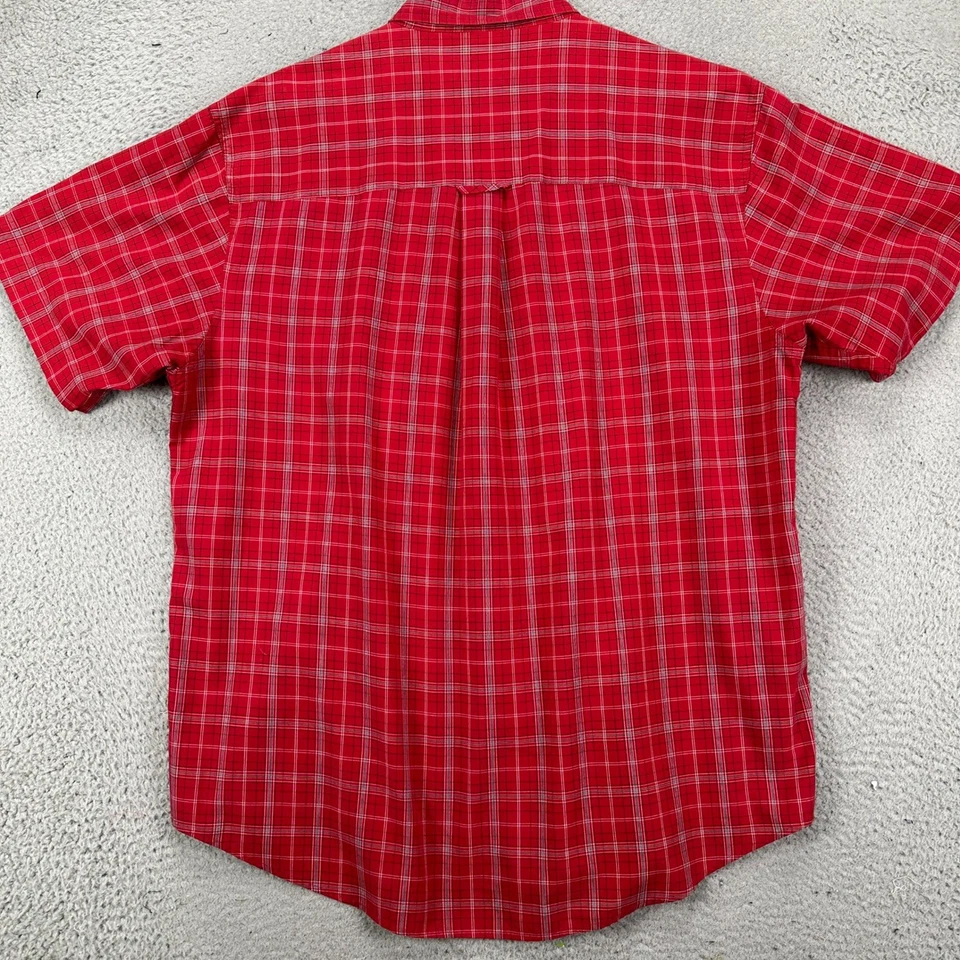 Chaps Ralph Lauren Shirt Button Down Mens Large Red Plaid Pocket Short Sleeve - Image 2 of 4