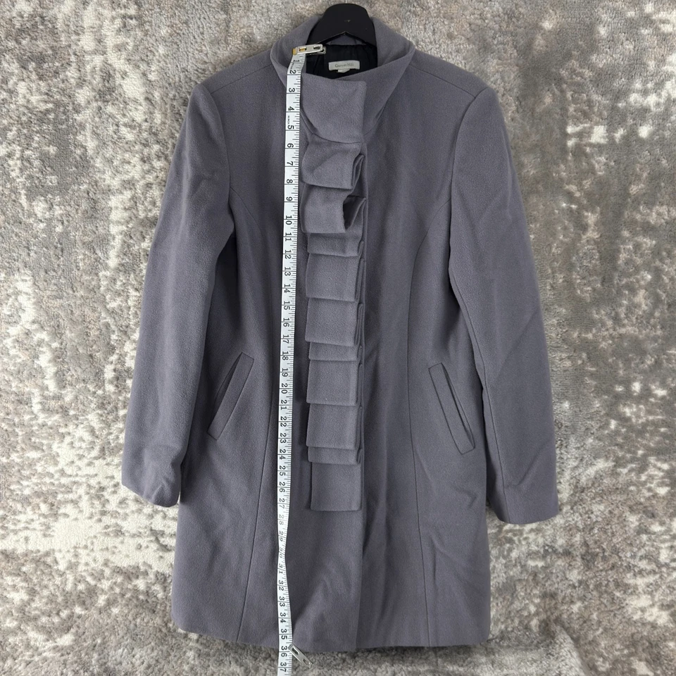 Abrigo Granate Hill Talla 8 Mezcla Lana Gris Botón a Presión Manga Larga Exterior Foto 2 de 4