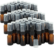 , 24, Amber, 10 Ml 1/3 Oz Glass Bottles, with Black Fine Mist Sprayer'S Pack