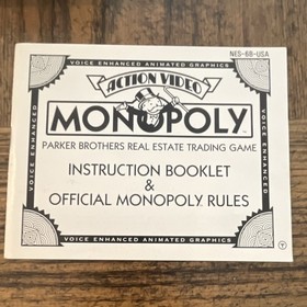 Parker Brothers Monopoly Nintendo NES NTSC-U/C w/ Box, Manual & Map 1991
