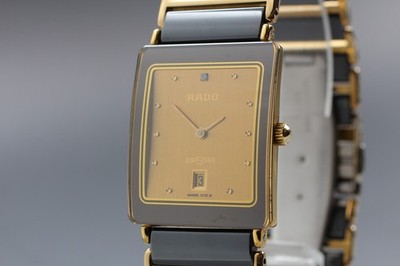 [Near MINT] Rado DIASTAR 160.0281.3N Gold Dial Ceramic Date Quartz Unisex Watch