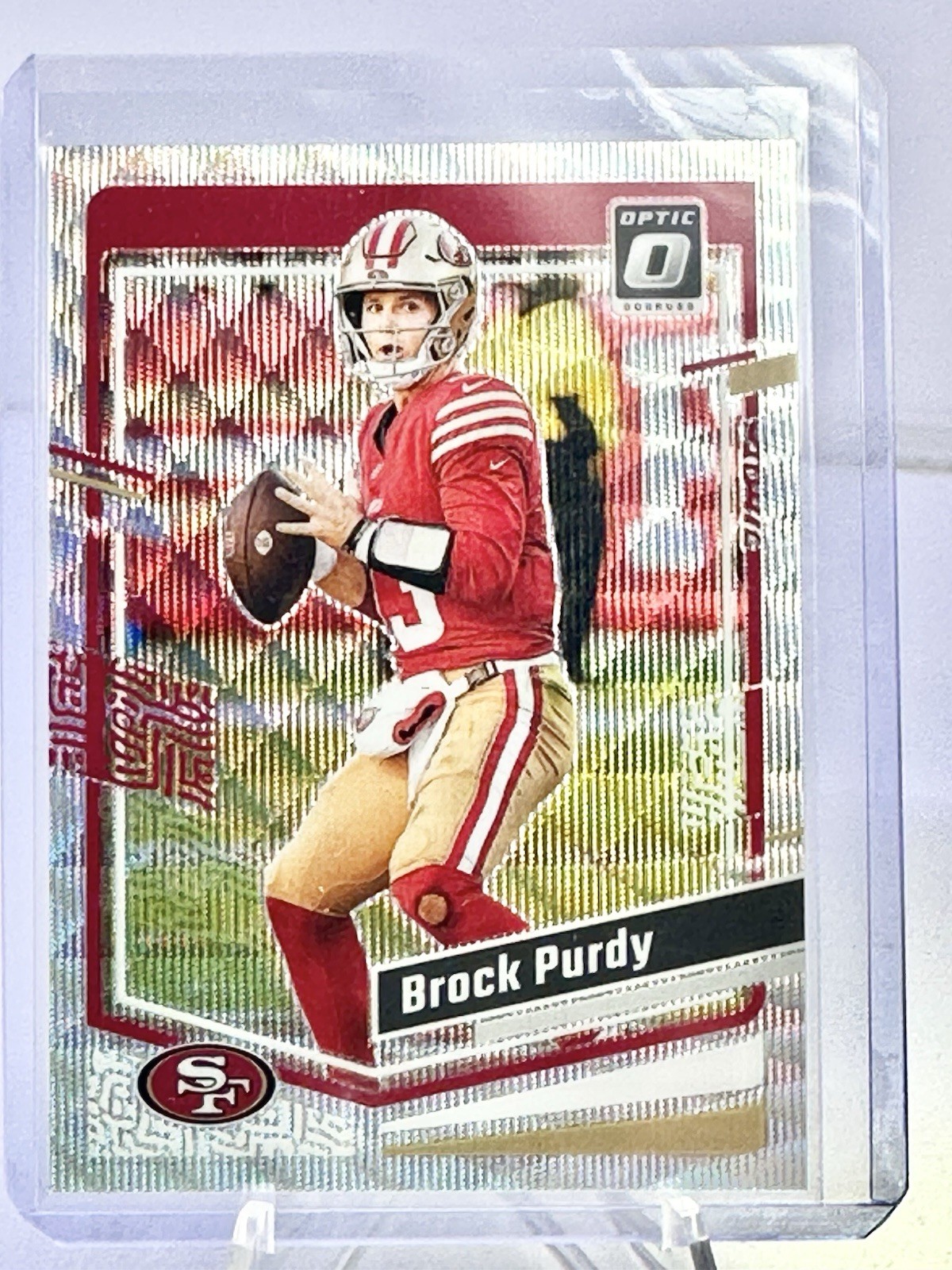 2023 Panini Donruss Brock Purdy #168 Premium Silver Optic Wave Prizm /300 49ers