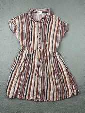BeBop Dress Juniors Large Multicolor Stripe Button Front Shirt Boho Fit Flare