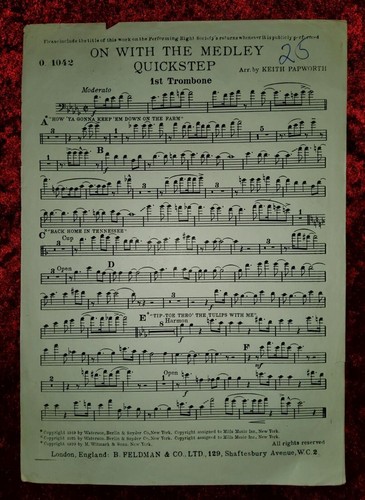 On With The Medley Quickstep Sheet Music (1st Trombone). Ref00069