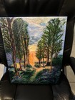 Pam Signed Small Original Impressionist Sunset Forest Path Canvas Painting — photo 1