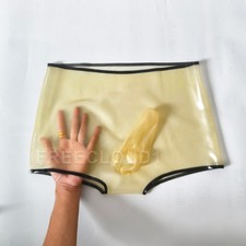 Clear Männer Latex Gummi Shorts Unterwäsche mit Penis Set Fetisch 0.4mm