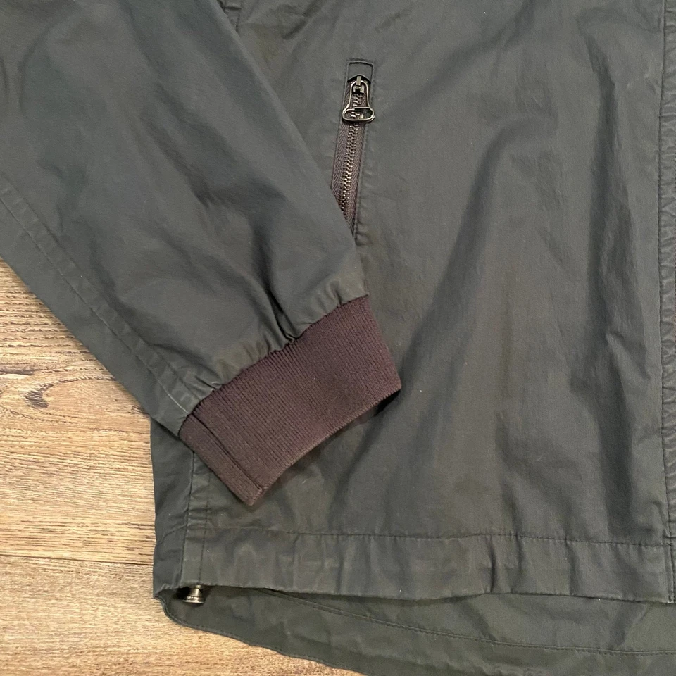 Lanvin 灰色/绿色丝绸和粘纤连帽风衣夹克男式中号 — 第 2/4 张图片