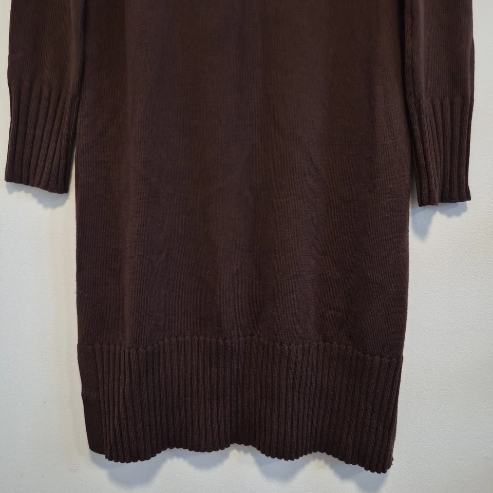 Vestido Suéter Eileen Fisher Lana Merino Cuello Alto Borgoña Marrón Midi Talla XS Foto 4 de 4