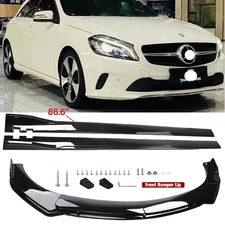 Front Bumper Lip Spoiler Splitter Body Kit+ Side Skirt  For Mercedes-Benz A200 A