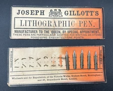 Vintage Joseph Gillott's Lithographic Metal Pen Nibs, 5 NOS No. 290 Nibs