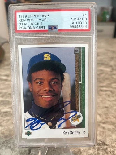 KEN GRIFFEY JR 1989 UPPER DECK #1 ROOKIE RC SIGNED AUTOGRAPH PSA 8 NM-MT 10 AUTO