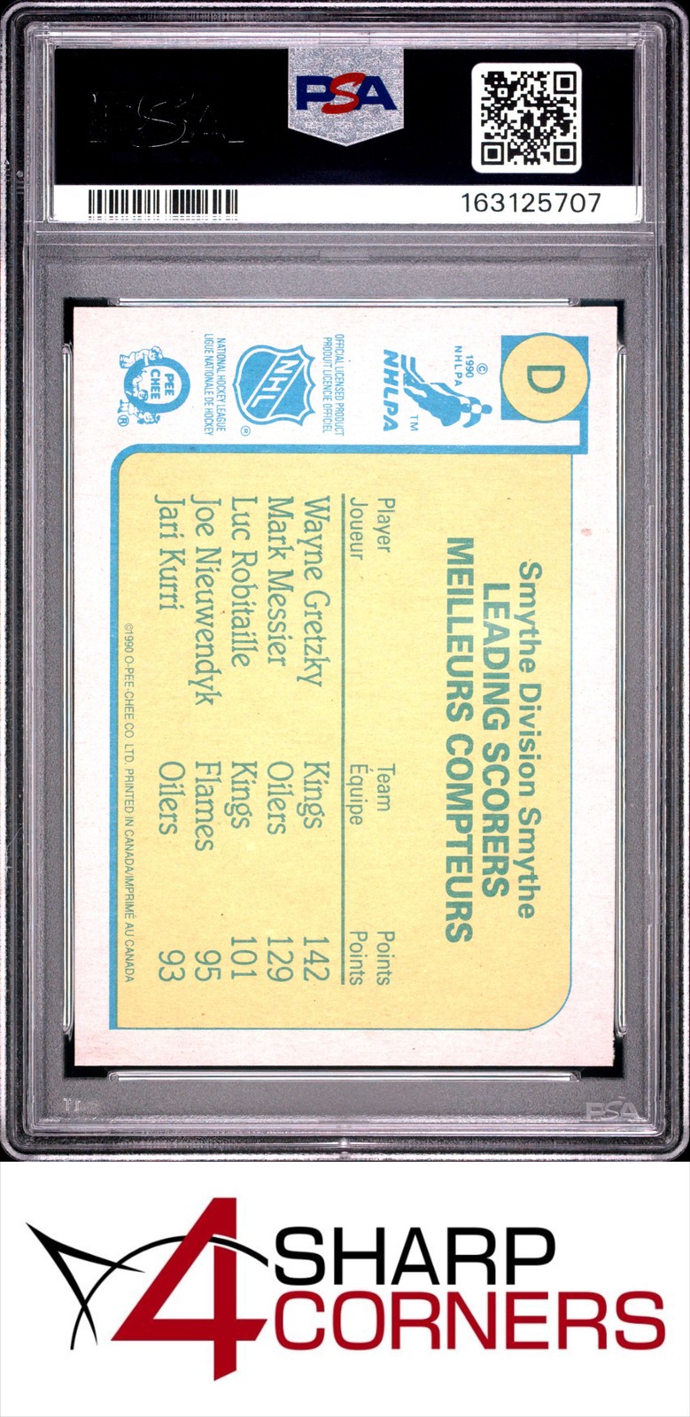1990 O-PEE-CHEE BOX BOTTOMS HAND CUT #D WAYNE GRETZKY HOF PSA 9 view 2