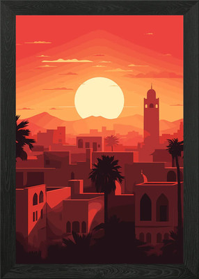 Marrakesch Sonnenuntergang gerahmtes Wandbild Poster Leinwanddruck Bild