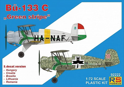 RS Models 92222 1:72 Bucker Bu-133C ''Green Stripe'' 5 Decal Varianten