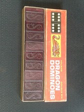 Halsam Dragon Dominoes Wooden Double Six 28 Pieces No. 622 Vintage Complete Set