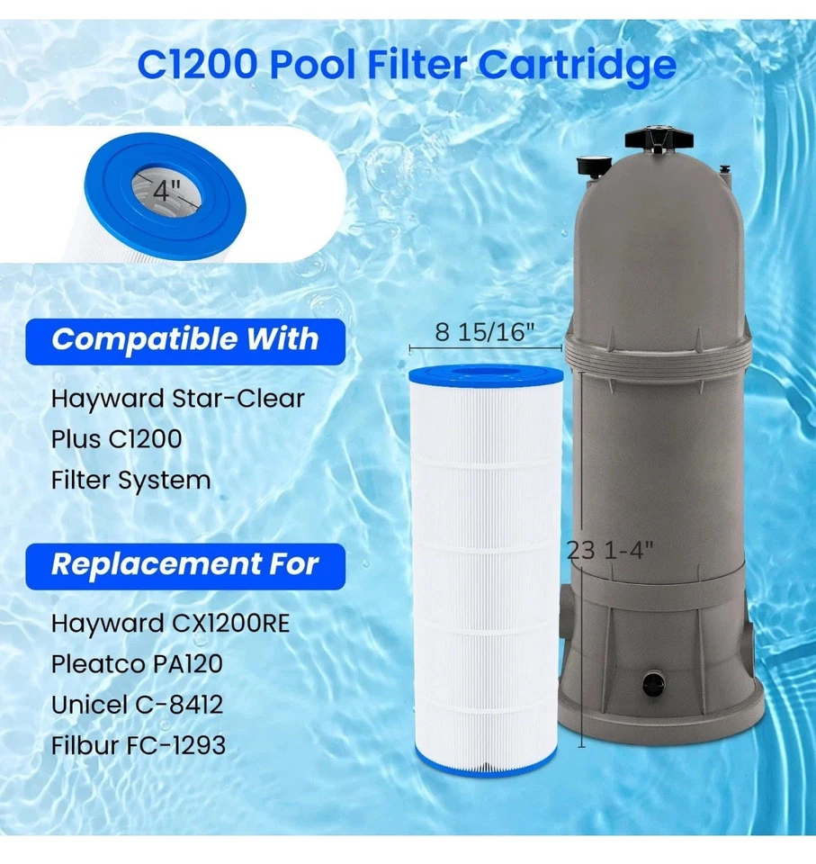 C1200 Pool Filter Cartridge Replacement for Hayward Star Clear Plus C1200, Re... - Image 2 of 4